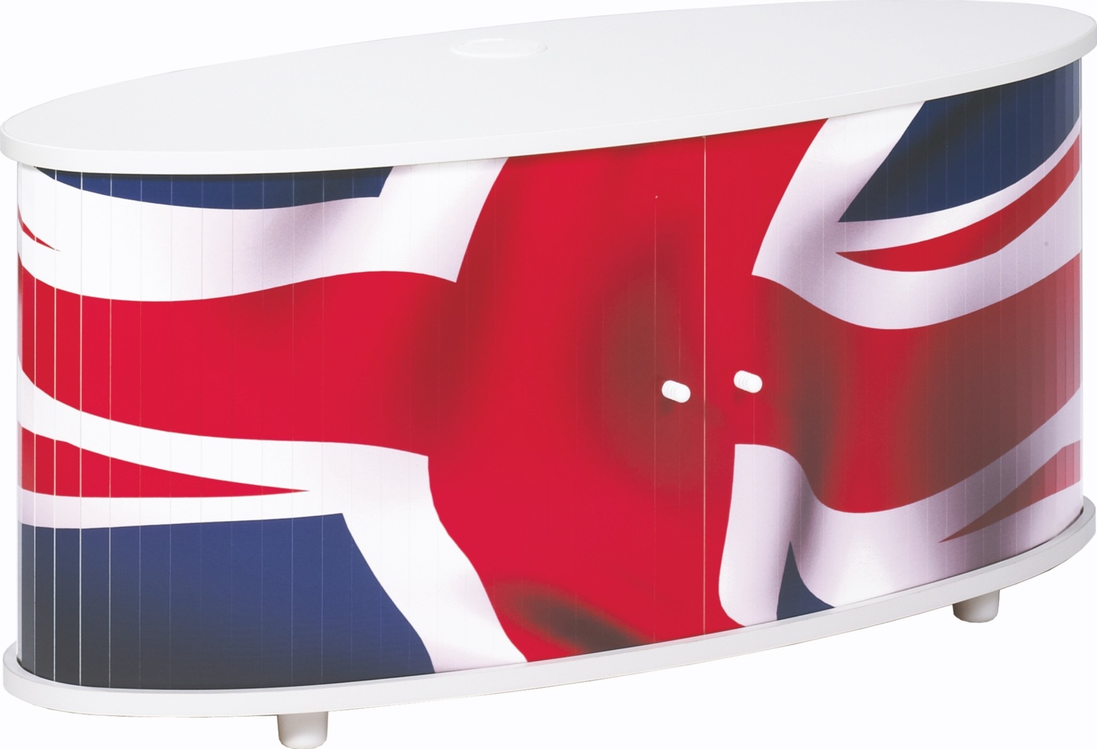 Meuble TV design blanc imprimé drapeau Diabolo