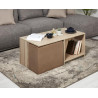 Table basse contemporaine avec poufs chêne clair Yasmina