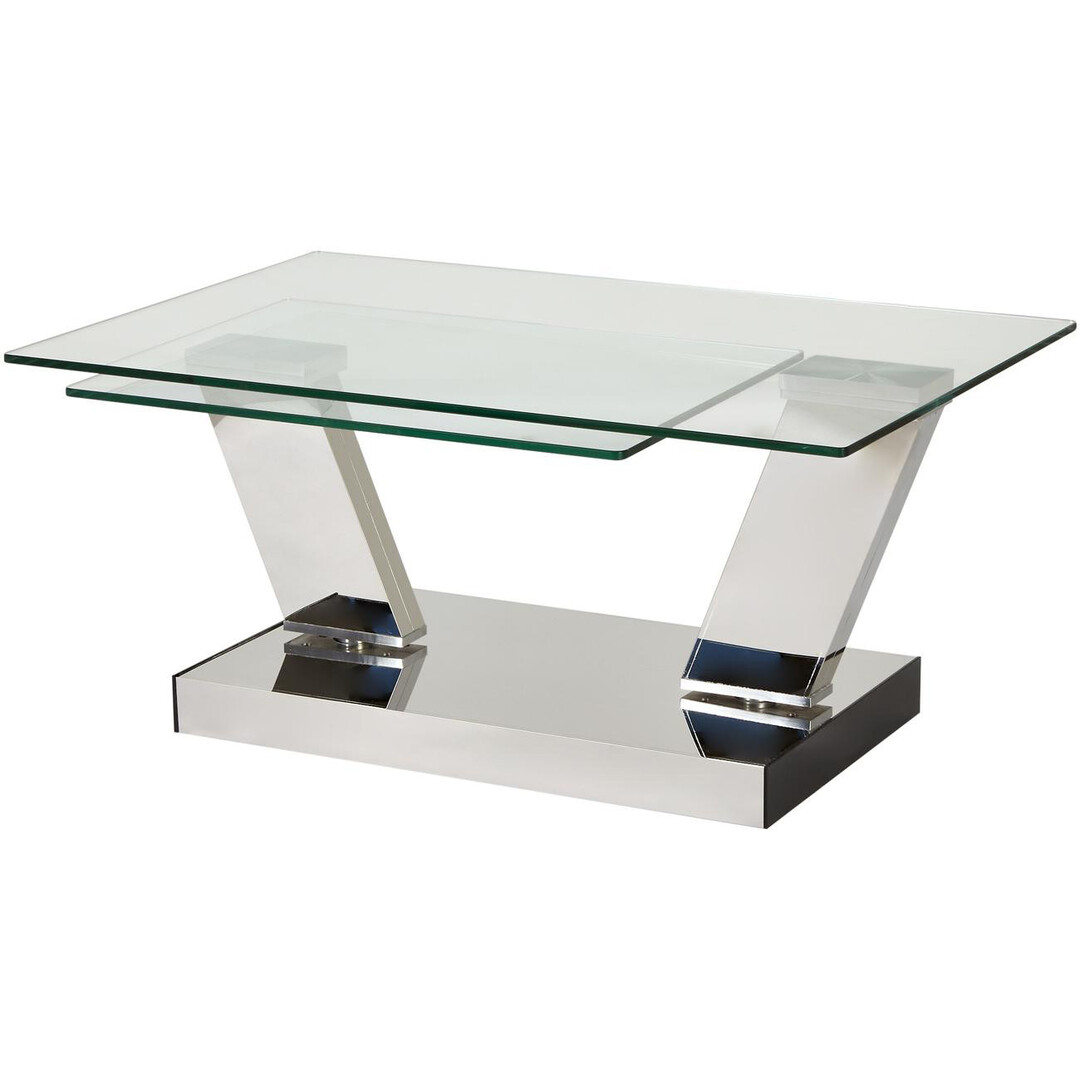 Table Basse Triangulaire En Verre Trempé Et Bois - Dimensions 82x57x35cm, Design Moderne Pour Salon Ou Bureau - Gris