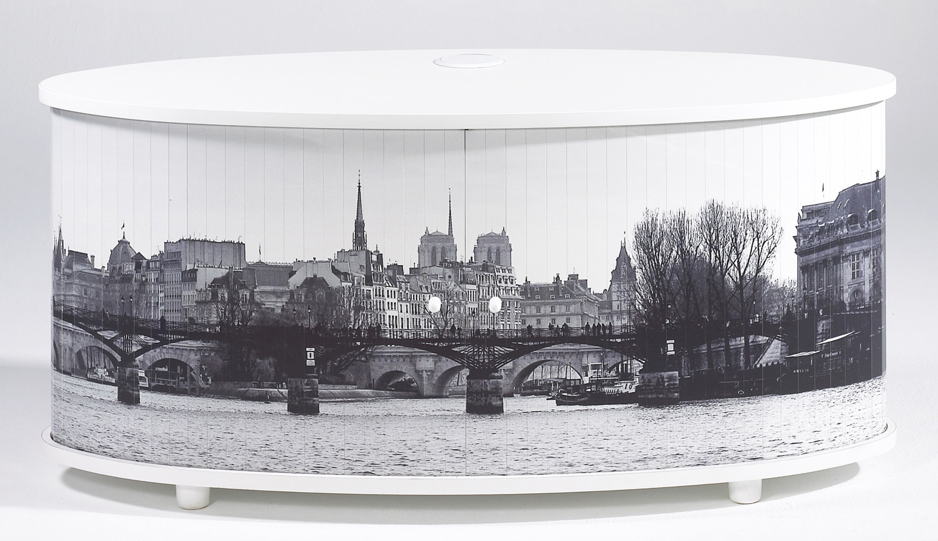 Meuble TV design blanc imprimé Paris Diabolo