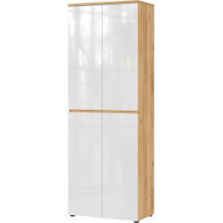 Armoire d'entrée moderne 70 cm chêne/blanc laqué Cornelia