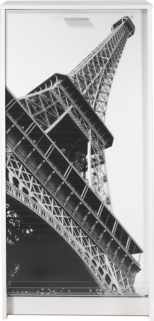 Meuble à chaussures à rideau design blanc imprimé Tour Eiffel Shooter