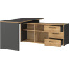 Bureau d'angle contemporain avec rangement chêne/grpahite Isaya