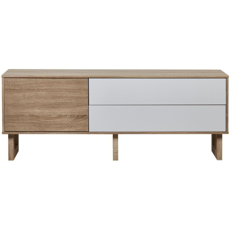 Meuble TV style scandinave chêne/blanc 160 cm Flavie