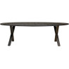 Table à manger industrielle ovale en bois d'acacia massif noir piétement métal Pauline