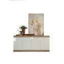 Buffet/bahut contemporain 180 cm 4 portes chêne/blanc laqué Virginia