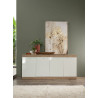 Buffet/bahut contemporain 180 cm 4 portes chêne/blanc laqué Virginia