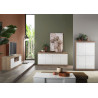 Buffet/bahut contemporain 180 cm 4 portes chêne/blanc laqué Virginia