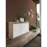 Buffet/bahut contemporain 135 cm chêne/blanc laqué Virginia