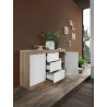 Buffet/bahut contemporain 135 cm chêne/blanc laqué Virginia