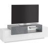 Meuble TV moderne 160 cm blanc laqué brillant Apollon