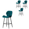 Tabouret de bar moderne en velours (lot de 4) Tomago