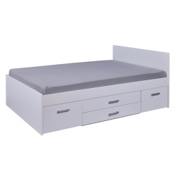 Lit adulte contemporain avec rangement blanc Karen