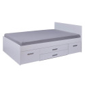 Lit adulte contemporain avec rangement blanc Karen