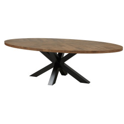 Table de salle à manger style vintage ovale marron foncé Manille