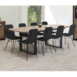 Table de salle à manger style vintage extensible marron foncé Manille