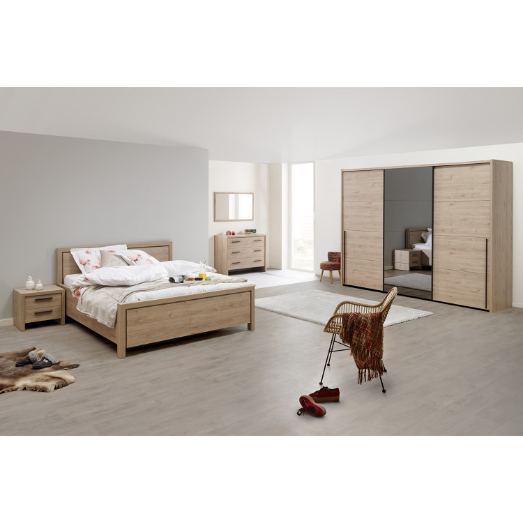 Chambre adulte contemporaine chêne clair Violetta