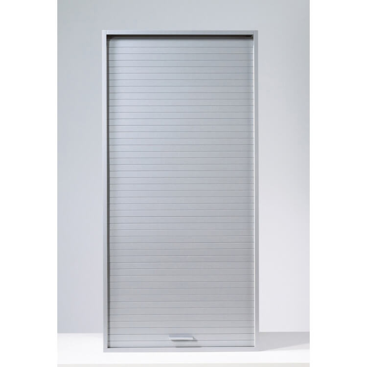 Armoire de rangement à rideau coloris aluminium Loick II Matelpro