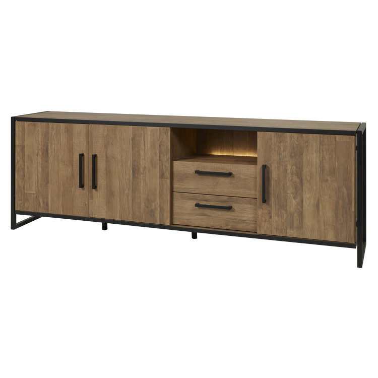 Buffet/bahut industriel 254 cm marron foncé Samuel