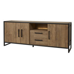 Buffet/bahut industriel 224 cm marron foncé Samuel