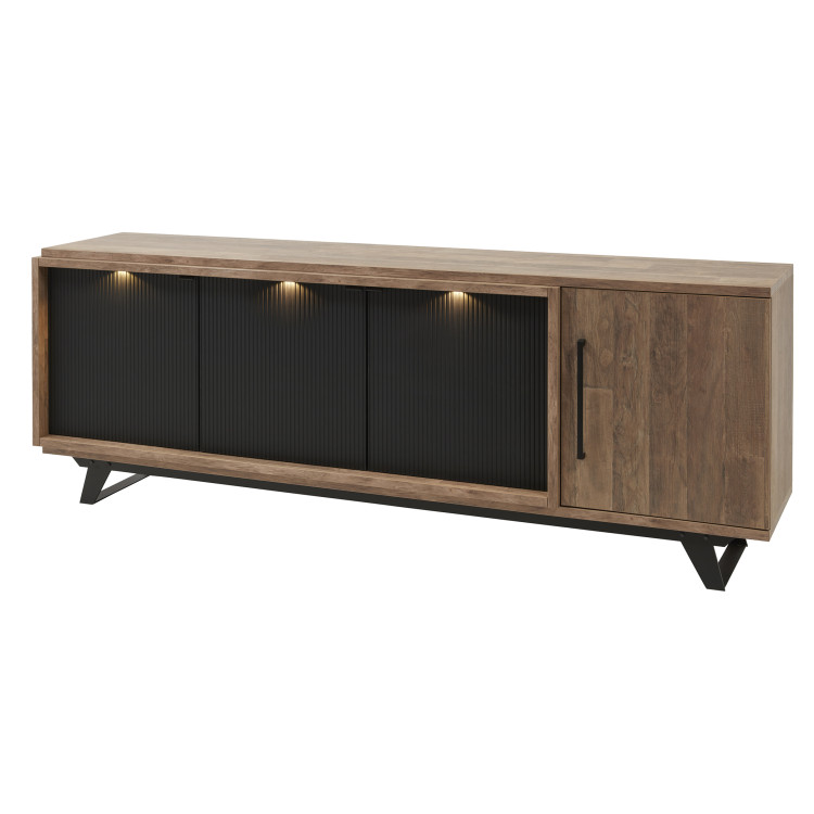 Buffet/bahut style industriel 231 cm marron teck/noir mat Didier