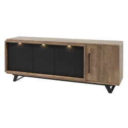 Buffet/bahut style industriel 218 cm marron teck/noir mat Didier