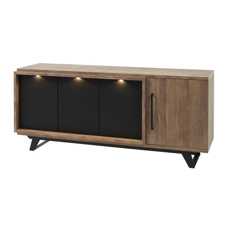 Buffet/bahut style industriel 192 cm marron teck/noir mat Didier