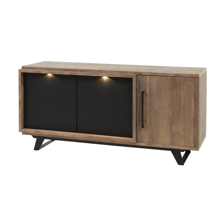 Buffet/bahut style industriel 174 cm marron teck/noir mat Didier