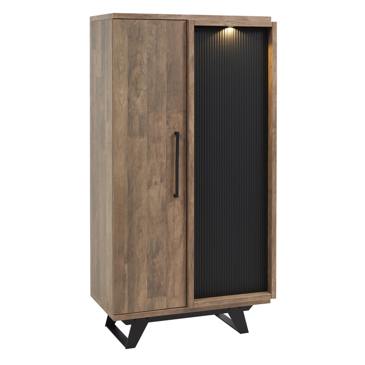 Meuble de rangement style industriel marron teck/noir mat Didier Matelpro