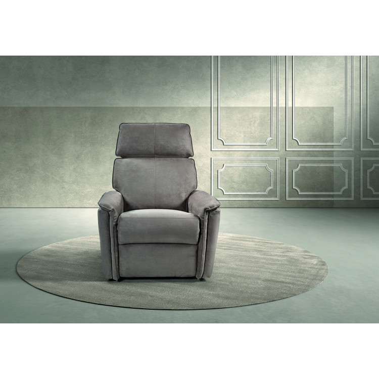 Fauteuil de relaxation électrique 2 moteurs avec releveur en tissu gris Nadia