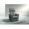 Fauteuil de relaxation électrique 2 moteurs avec releveur en cuir taupe Loriane