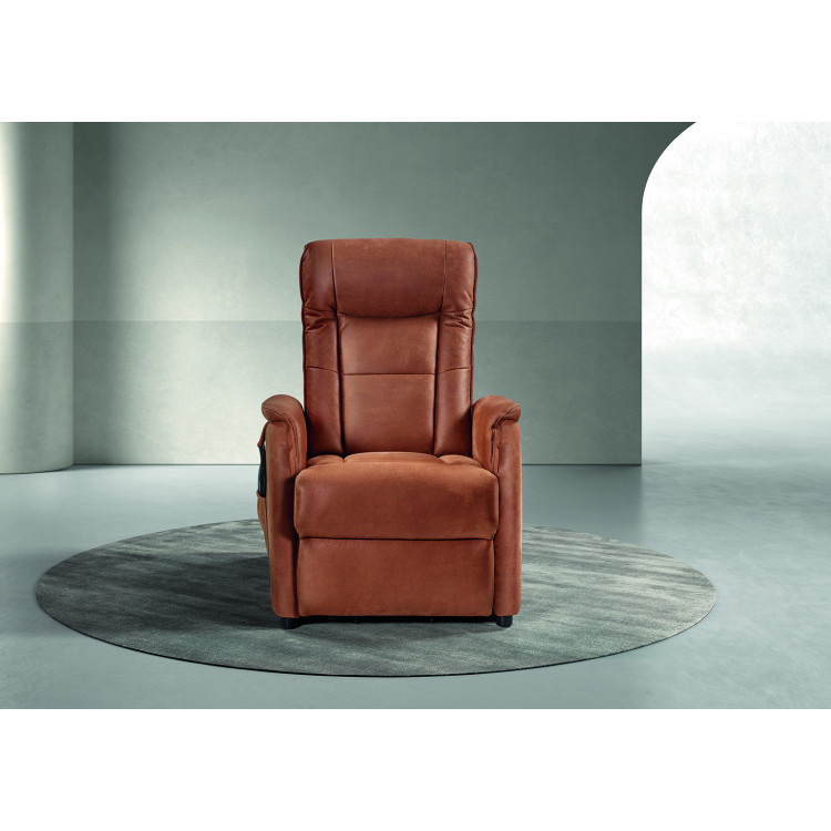 Fauteuil de relaxation électrique 2 moteurs avec releveur en tissu camel Linus