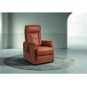 Fauteuil de relaxation électrique 2 moteurs avec releveur en tissu camel Linus