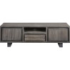 Meuble TV contemporain 160 cm en acacia massif gris Mayane