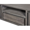 Meuble TV contemporain 160 cm en acacia massif gris Mayane