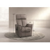 Fauteuil de relaxation électrique 2 moteurs avec releveur en cuir taupe Loriane