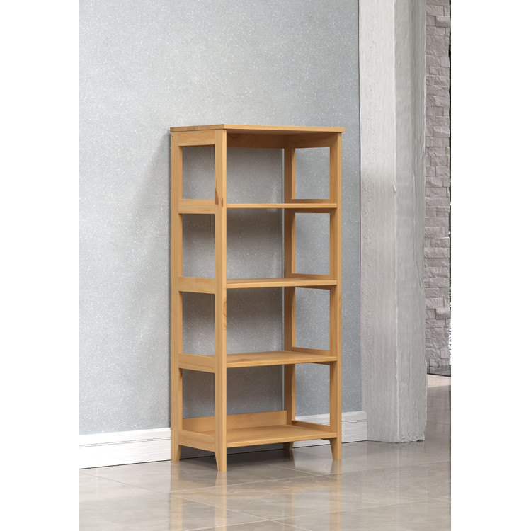 Etagère contemporaine en pin massif ciré miel H 117 cm Elwina