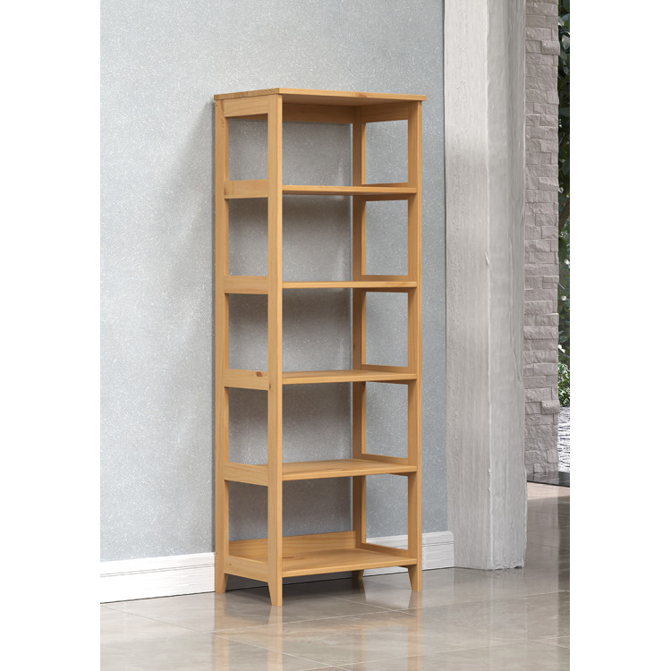 Etagère contemporaine en pin massif ciré miel H 144 cm Elwina