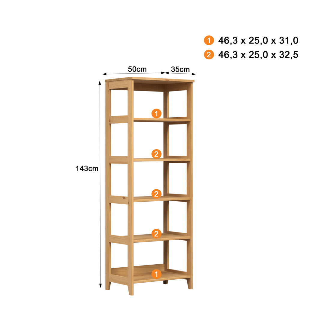 Étagère de coiffeuse Lipik 48, chêne, partiellement massif - Dimensions :  15 x 114 x 30 cm (H