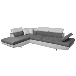 Canapé d'angle convertible moderne en tissu gris/PU blanc Elpasso