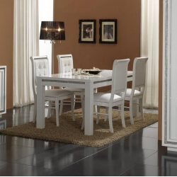Table de salle à manger rectangulaire design laquée blanche Perla