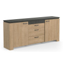 Buffet/bahut contemporain 204 cm chêne/gris béton Faustina