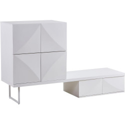 Meuble TV moderne blanc laqué mat 180 cm Celeste