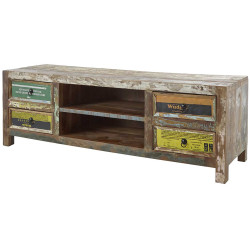 Meuble TV industriel en bois recyclé Bacara