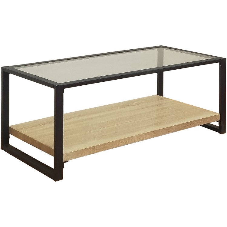 Table basse industrielle chêne/noir Washington Matelpro