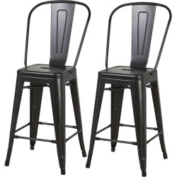 Tabouret de bar industriel en métal noir (lot de 2) Tornado