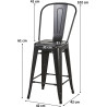 Tabouret de bar industriel en métal noir (lot de 2) Tornado