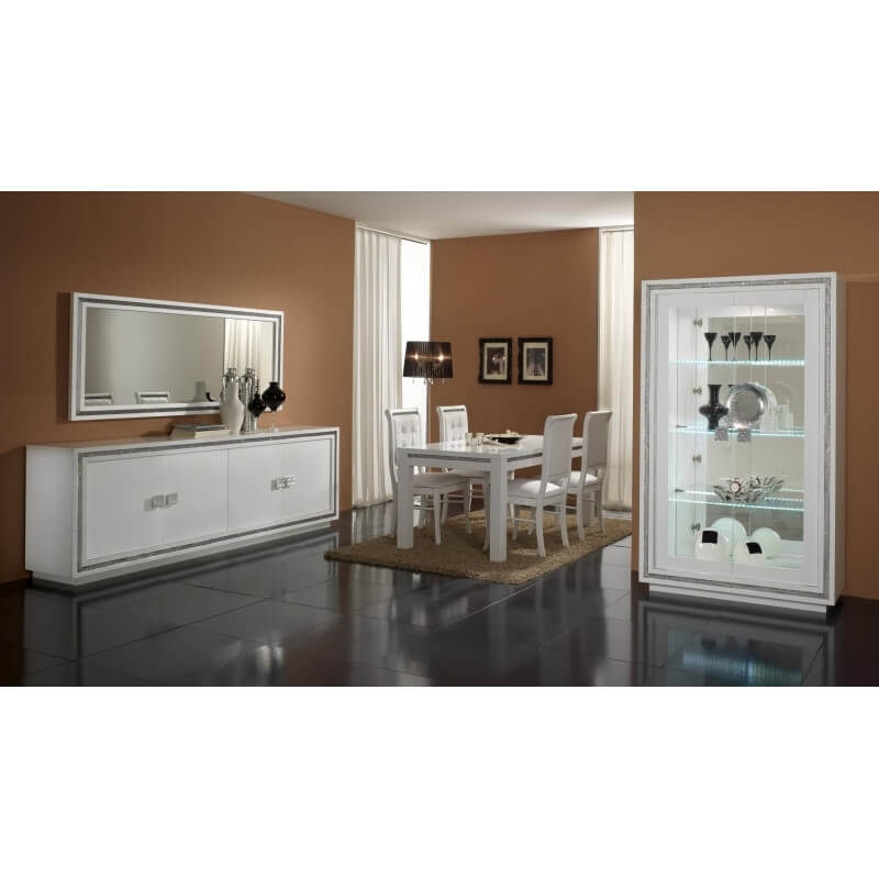 Miroir de salle à manger rectangulaire design laqué blanc Perla | Matelpro