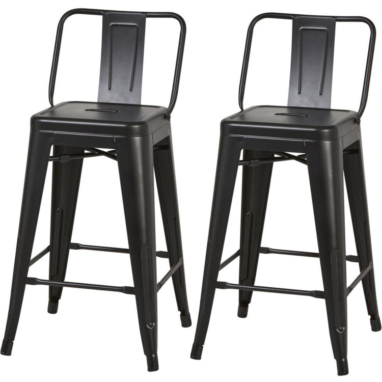 Tabouret de bar industriel en métal noir (lot de 2) Francky