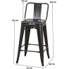 Tabouret de bar industriel en métal noir (lot de 2) Francky